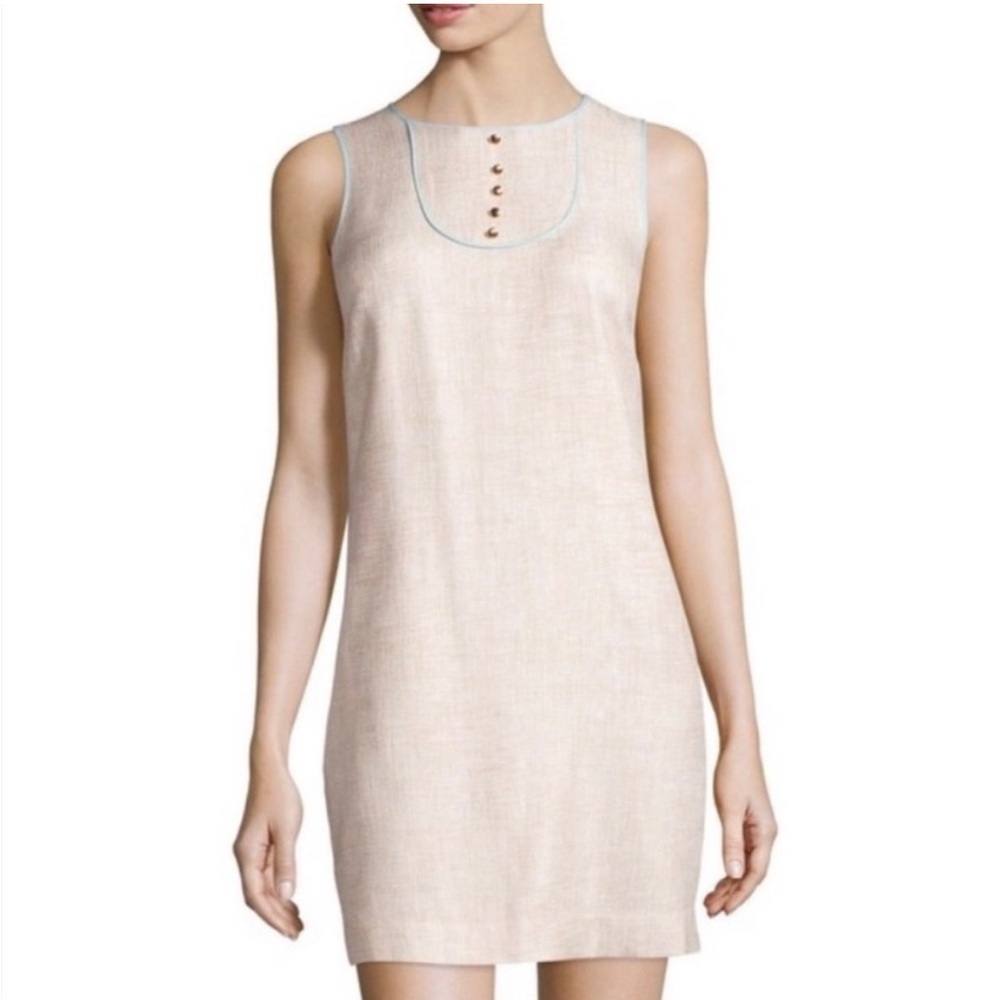 Sail to Sable STS Sand Blue Resort Woven Metallic Shift Dress Sz 10 (M)